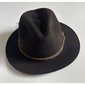 Vintage Orvis Lite Felt Packable Fedora Hat in Chocolate ~ Adjustable Size Strap